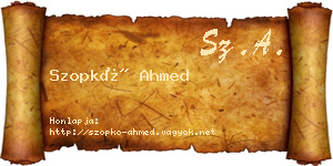 Szopkó Ahmed névjegykártya